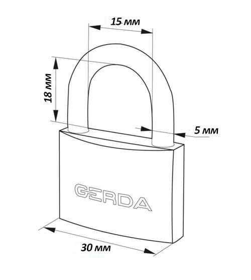 Замок навесной Gerda KSWS 30, 55x30 мм (KSWS-30) - фото 4