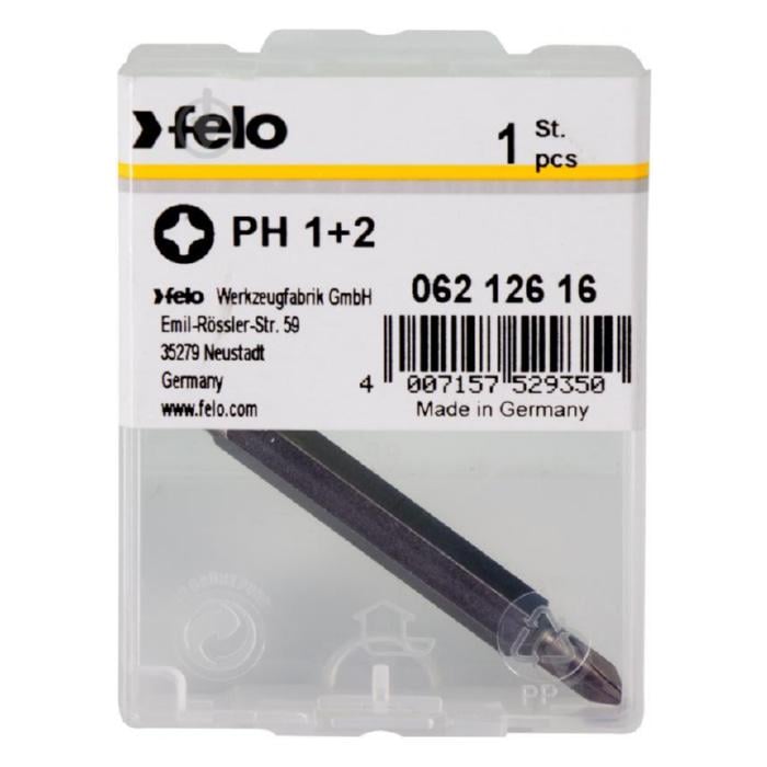 Біта двостороння Felo PH2/PH1х60 мм 1/4" С6,3 Вox 06212616 (14514) - фото 1