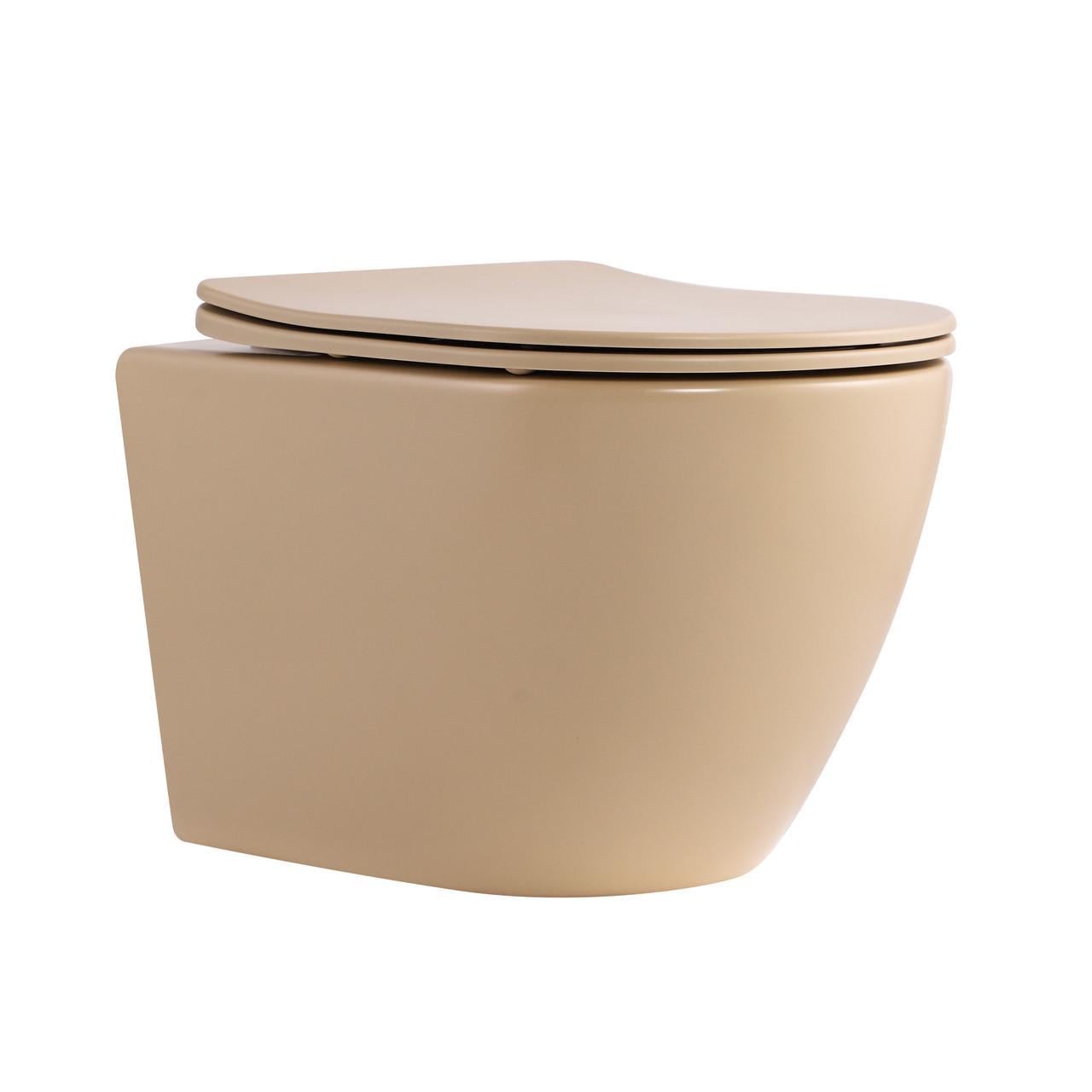 Унітаз підвісний Qtap Robin Ultra Quiet 520х365х340 мм з сидінням Slim Duroplast/Soft-close/Quick Release Beige