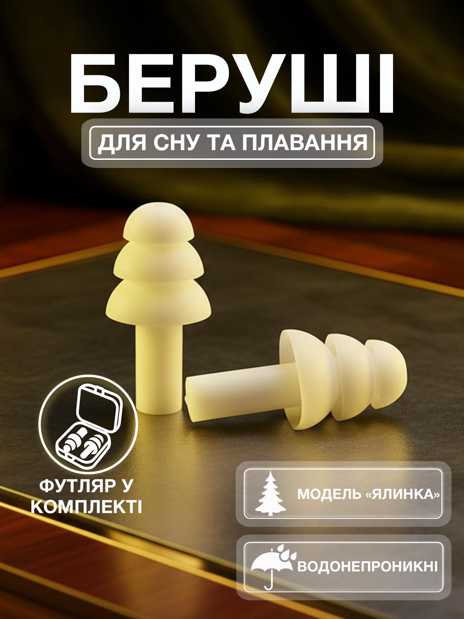 Беруші для сну плавання Univerza Ялинка силіконові шумозаглушувальні анатомічні у футлярі Білий - фото 2 Беруші для сну плавання Univerza Ялинка силіконові шумозаглушувальні анатомічні у футлярі Білий - фото 2