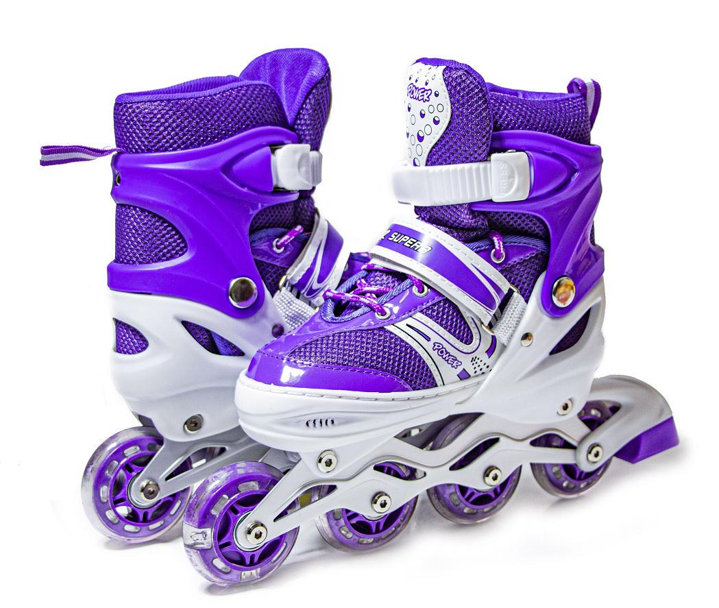 Коньки роликовые Superpower PU колеса со светом 18-20,5 см р. 29-33 Violet (1034219653-S)