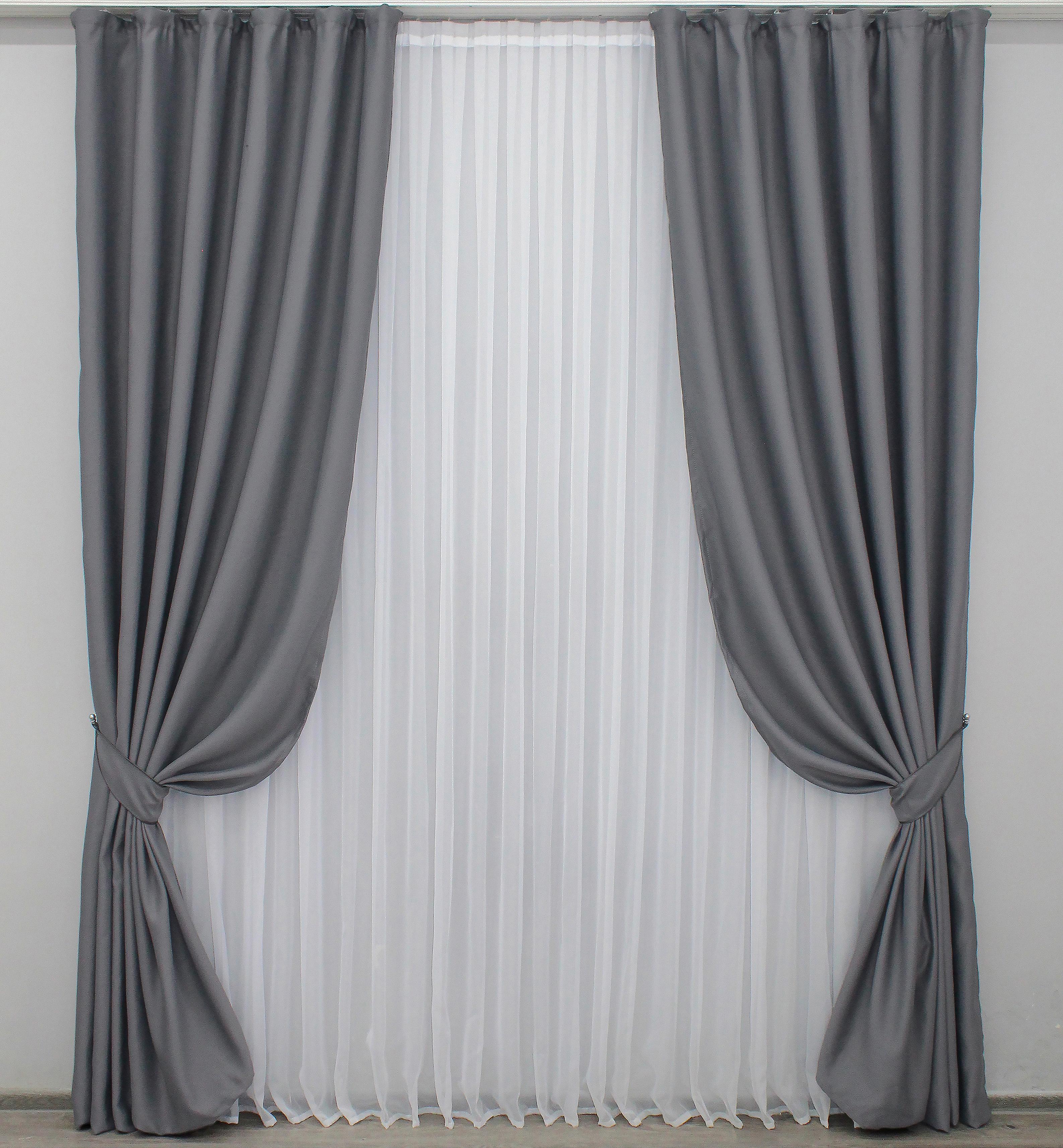 Комплект готових штор VR-Textil Блекаут Bagema Rvs №1241ш 200х270 см 2 шт. Темно-сірий (32-053) - фото 1