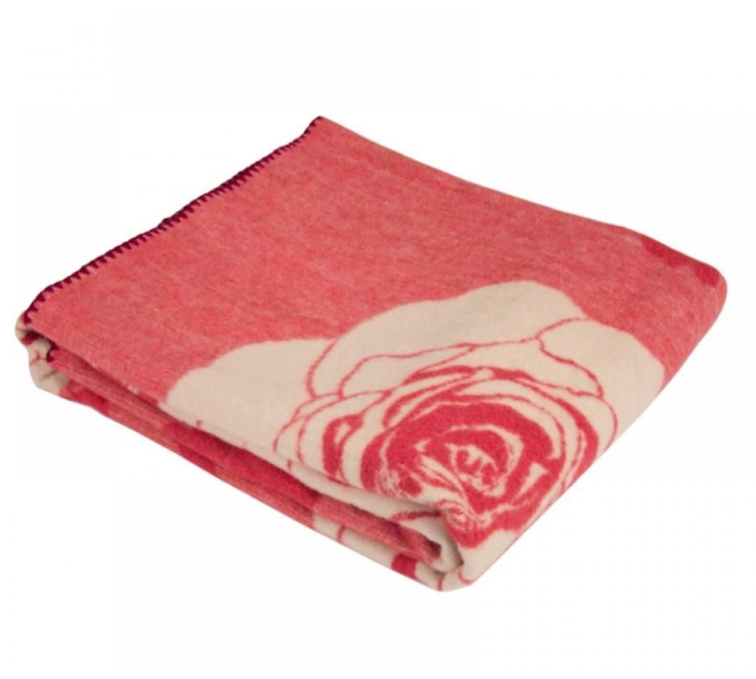 Ковдра вовняна Трояндочка 170х205 см Кораловий