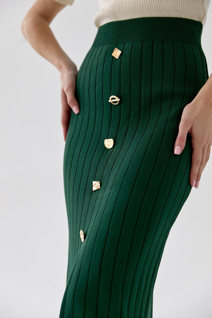 Юбка миди в рубчик M Зеленый (9505974) - фото 4