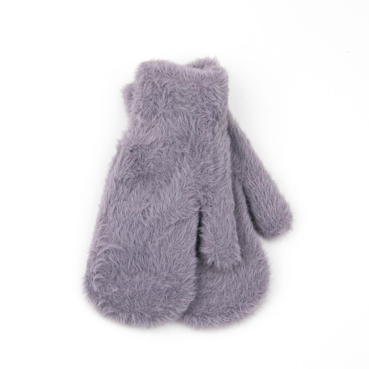 Перчатки подростковые шерстяные зимние с меховой подкладкой 8-10 лет Сиреневый (23-5-67)