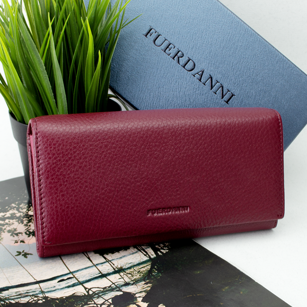 Кошелек женский кожаный Fuerdanni 1180 Bordeaux на магнитах Бордовый (1819565751)