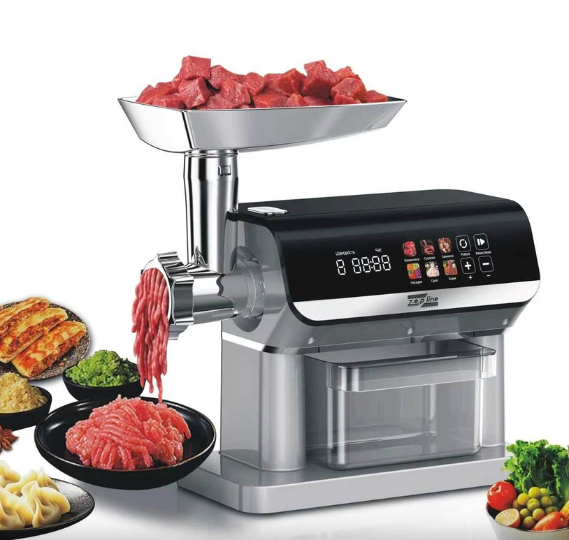 Мясорубка электрическая Zepline ZP-00380 3000 Вт 5 скоростей сенсорный экран с реверсом соковыжималкой