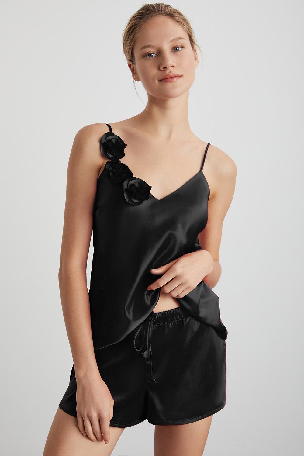 Шорты атласные Kom Розе р. 38 Черный (8682919225211)
