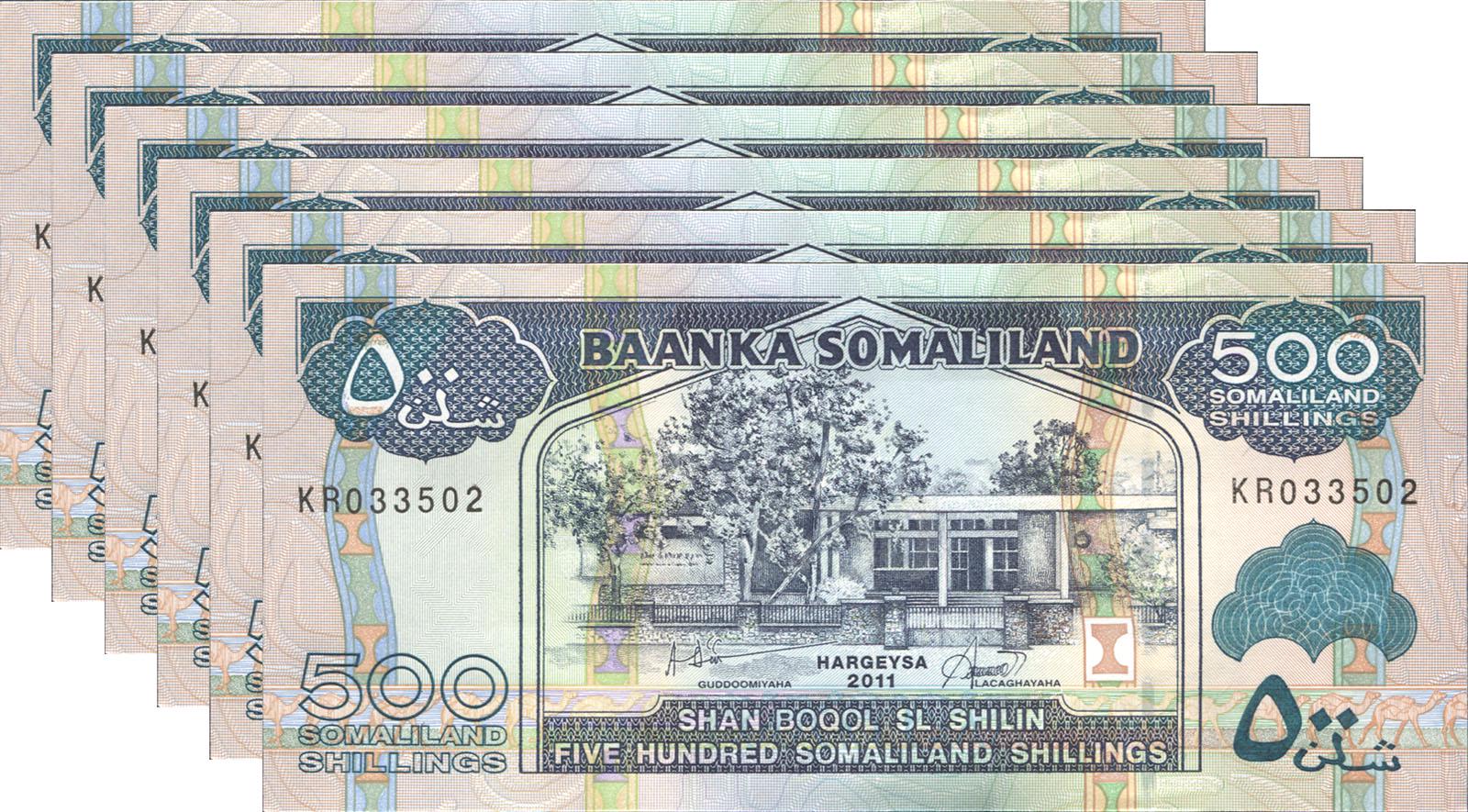 Коллекционная банкнота Сомалиленд 2011 500 шиллингов 6 шт. P6h UNC