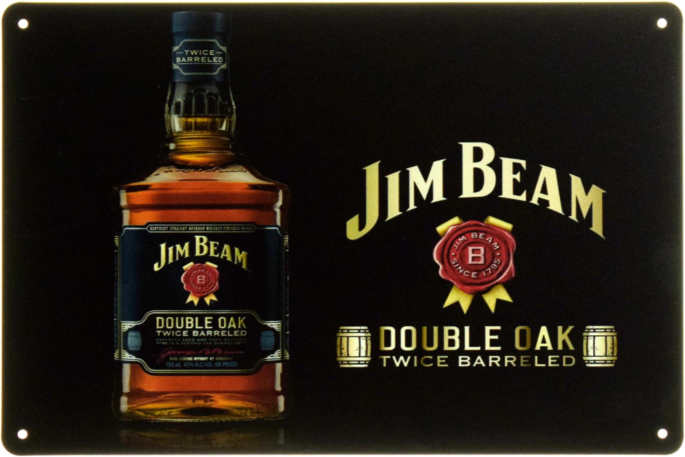 Табличка металева "Jim Beam Double Oak Twice Barreled" 20x30 см (ms-104568)