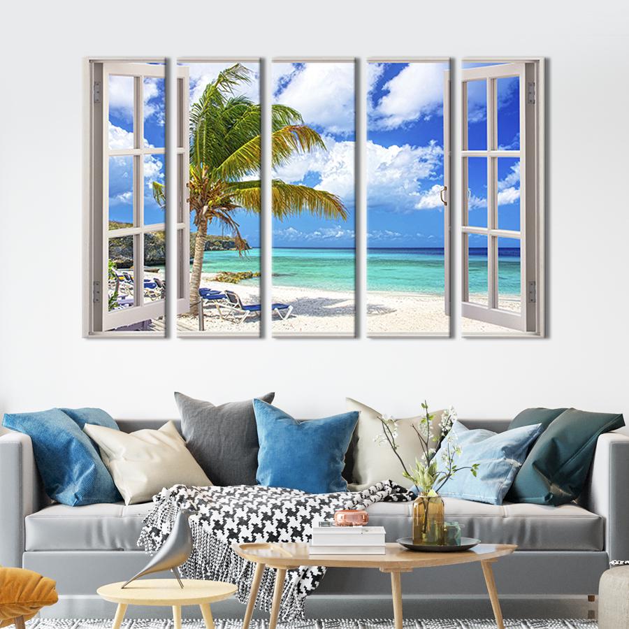 Модульная картина из 5 частей Окно с видом на пляж 87x50 см (443-51)