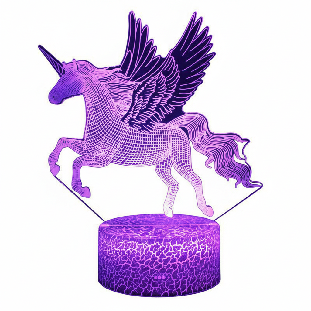 Ночник 3D Единорог 16 цветов с пультом ДУ (8/689)
