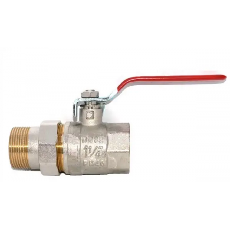 Кран с американкой ASG 1" 1/4" антипротечка с красной ручкой (000071670)