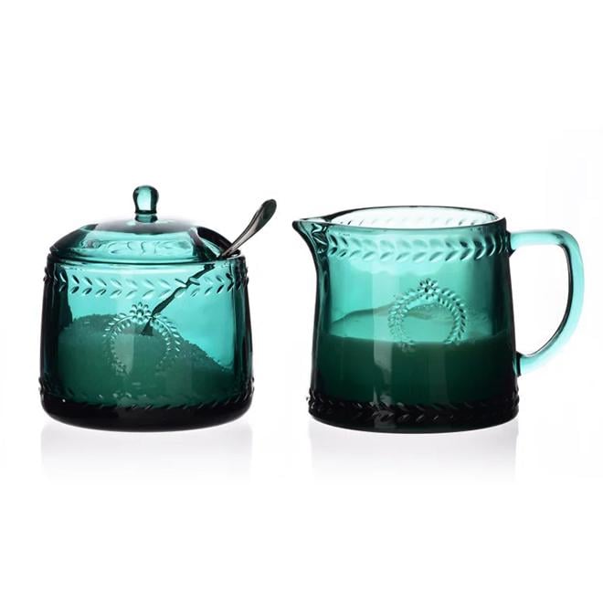 Комплект стеклянный сахарница с молочником Ecila Dark 300 мл (35983) - фото 2 Комплект стеклянный сахарница с молочником Ecila Dark 300 мл (35983) - фото 2