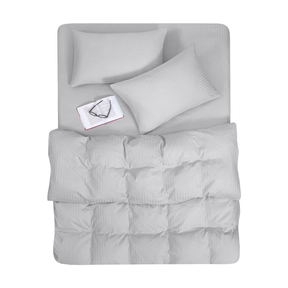 Комплект постільної білизни Lotus Готель сатин-страйп євро Сірий (29140) - фото 1 Комплект постільної білизни Lotus Готель сатин-страйп євро Сірий (29140) - фото 1