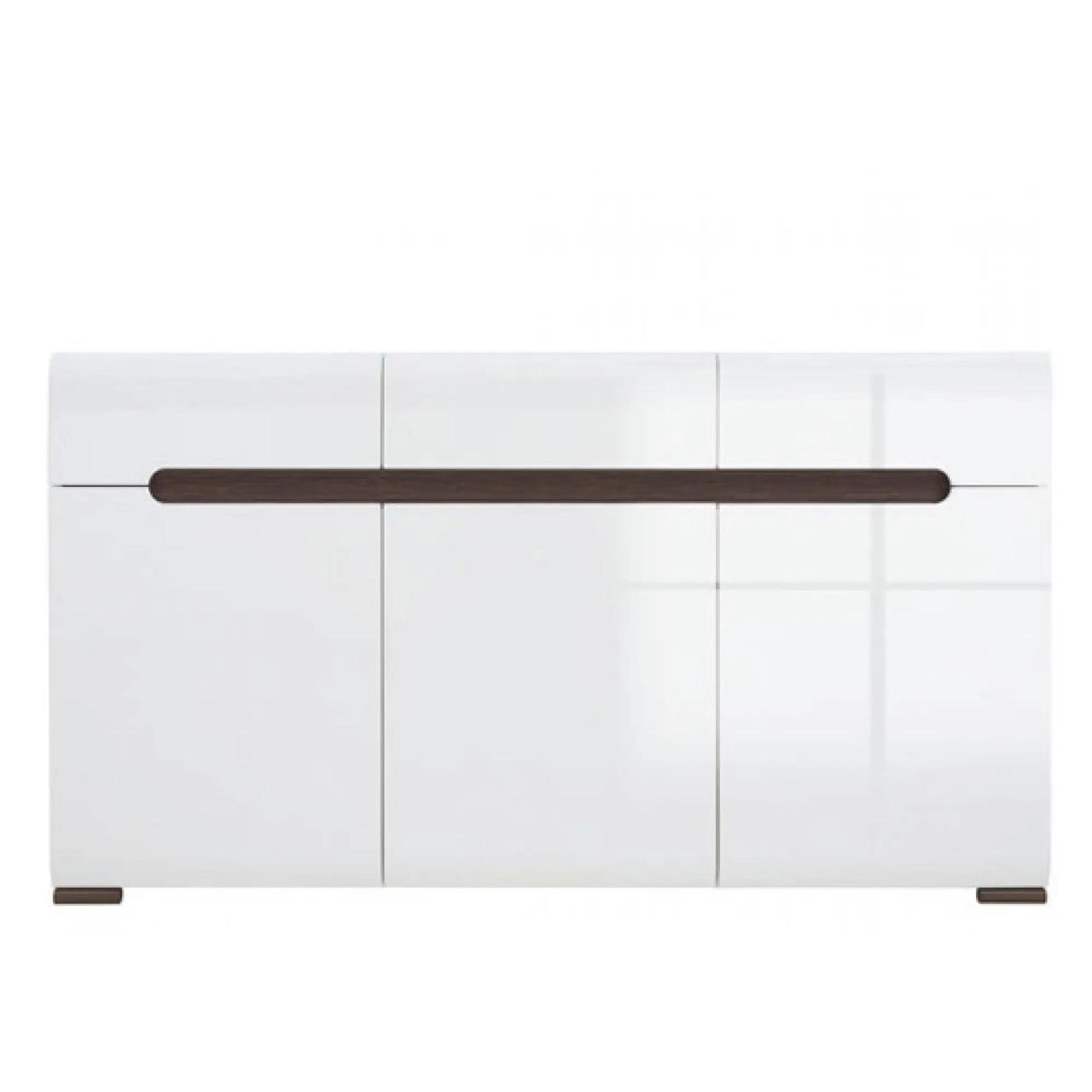 Комод в гостиную ВМК БРВ Ацтека KOM3D3S/8/15 N Белый/Белый глянец (GRB-1528)