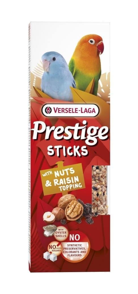 Лакомство для волнистых попугаев Versele-Laga Prestige Sticks Small Parrot Nuts&Raisin topping Орехи и изюм в стиках 2х30 г (223529)