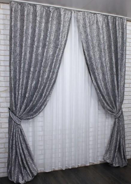 Шторы в гостиную/спальню Жаклин двухсторонний блекаут 1,5х2,7 м 2 шт. Серый (670ш) - фото 4 Шторы в гостиную/спальню Жаклин двухсторонний блекаут 1,5х2,7 м 2 шт. Серый (670ш) - фото 4