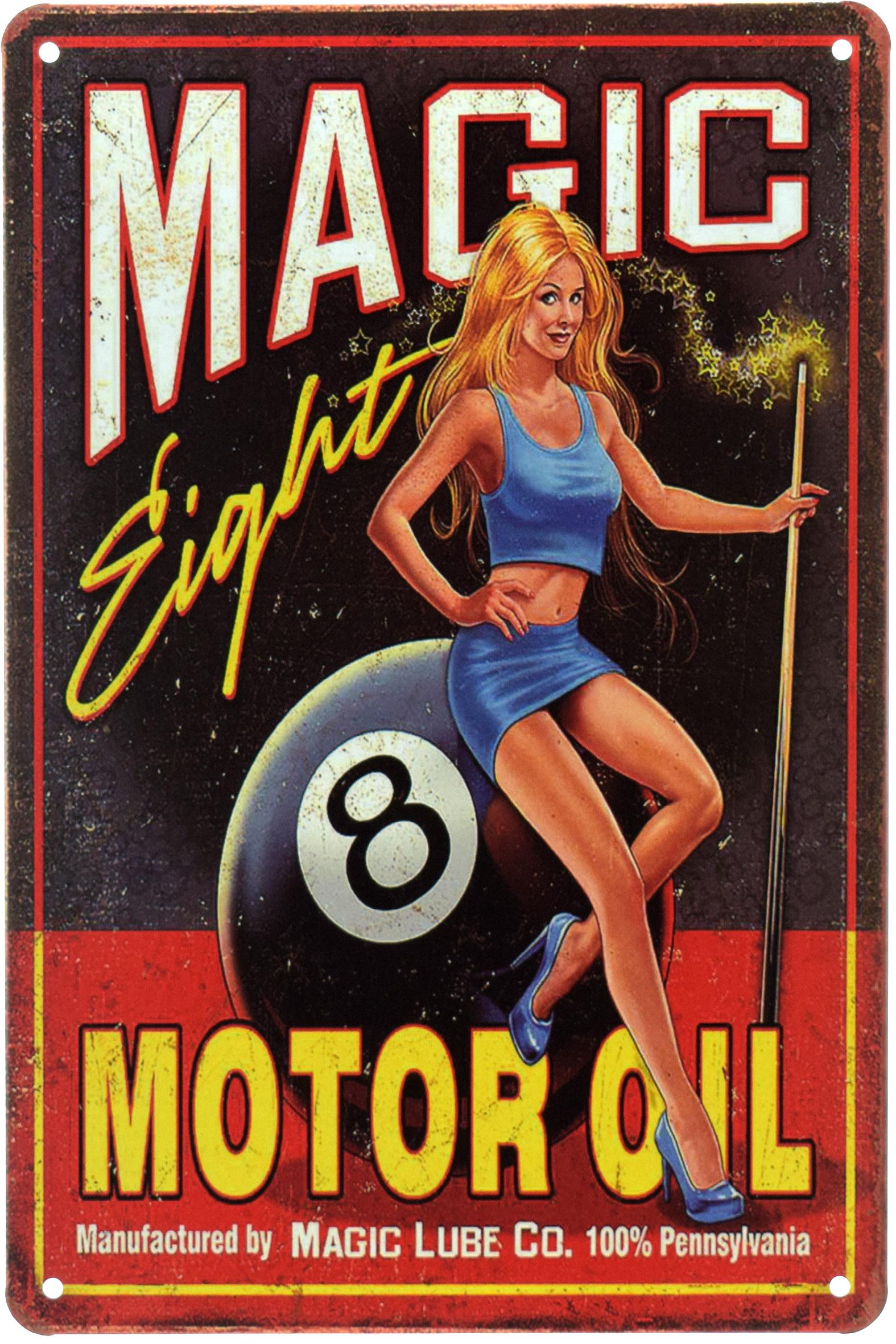 Табличка металева Magic Eight Motor Oil Pin Up 20x30 см