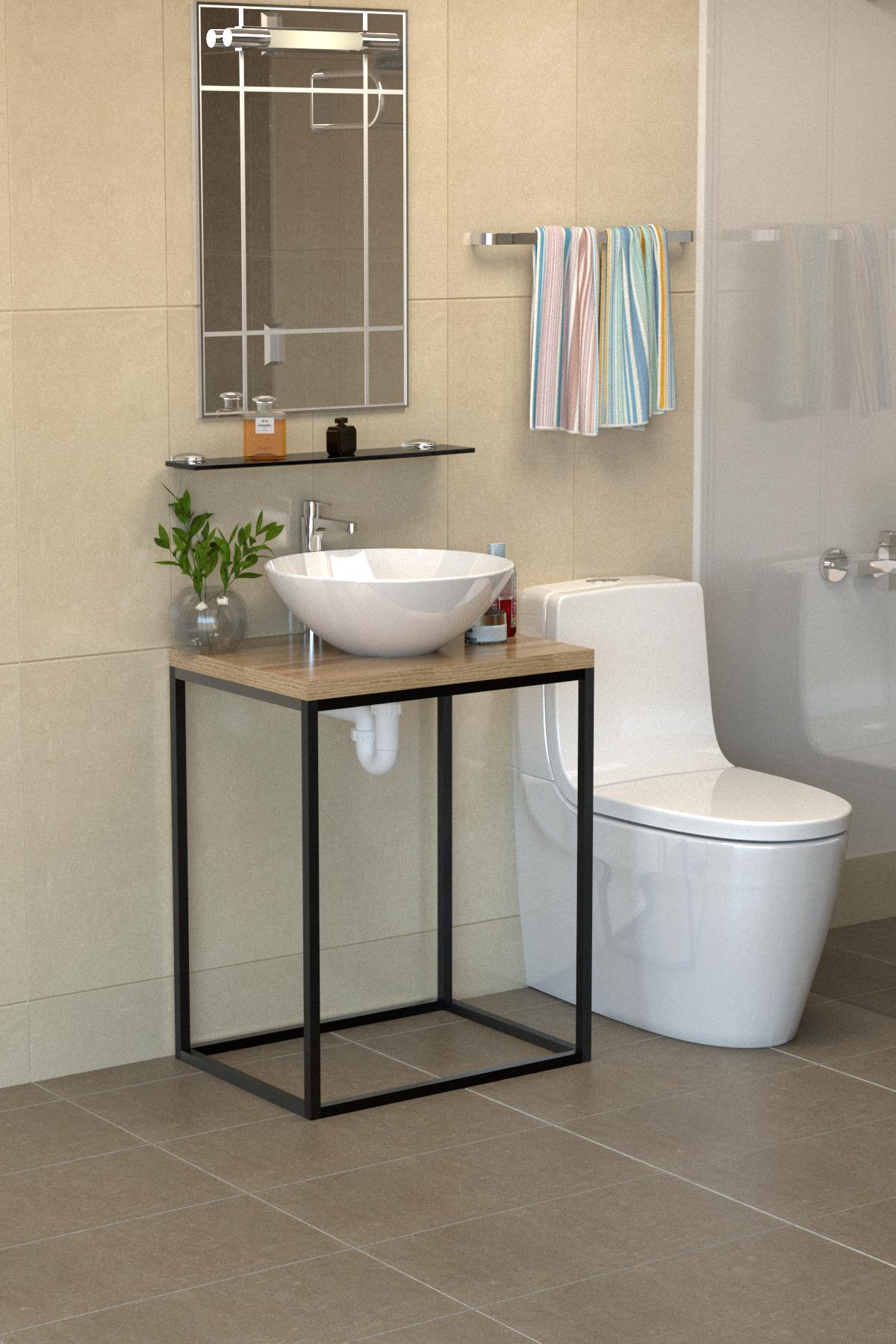 Столик под умывальник EcoLoft Норвел DSP-1299-1 в стиле лофт Дуб Аппалачи (30848896)