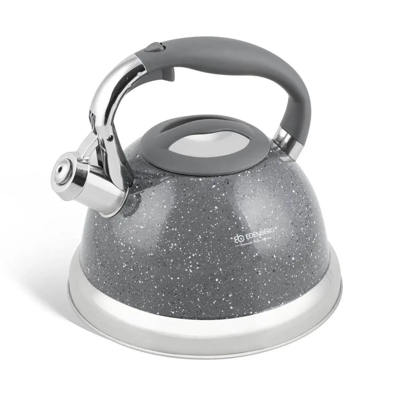 Чайник с свистком для индукционной плиты Edenberg EB-1955 3 л из нержавеющей стали Серый (2530556600) - фото 3 Чайник с свистком для индукционной плиты Edenberg EB-1955 3 л из нержавеющей стали Серый (2530556600) - фото 3