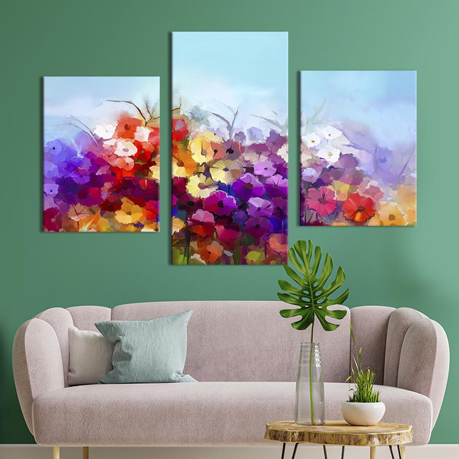 Модульная картина на холсте Триптих Красочные цветы 96x60 см (249-32)