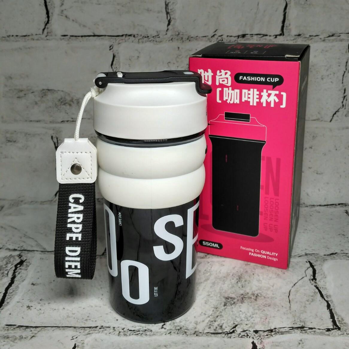 Термостакан с трубочкой термочашка для кофе 18х7х6 см 550 мл Белый (DXS-06-B)