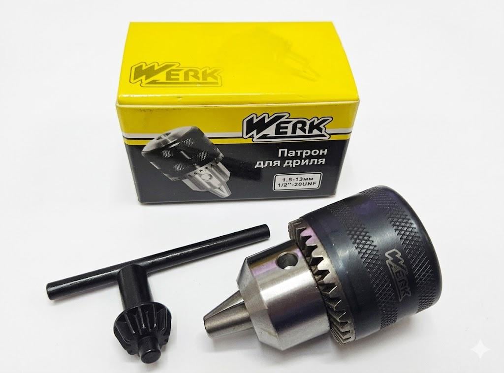 Патрон для дриля Werk 20UNF 2937605 з ключем 1,5-13 мм 1/2" (4493)