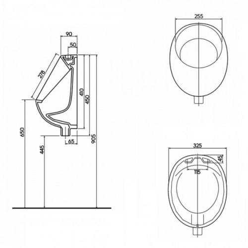 Пісуар Kolo Sniper 126101UA із зовнішнім підводом води (172110) - фото 3
