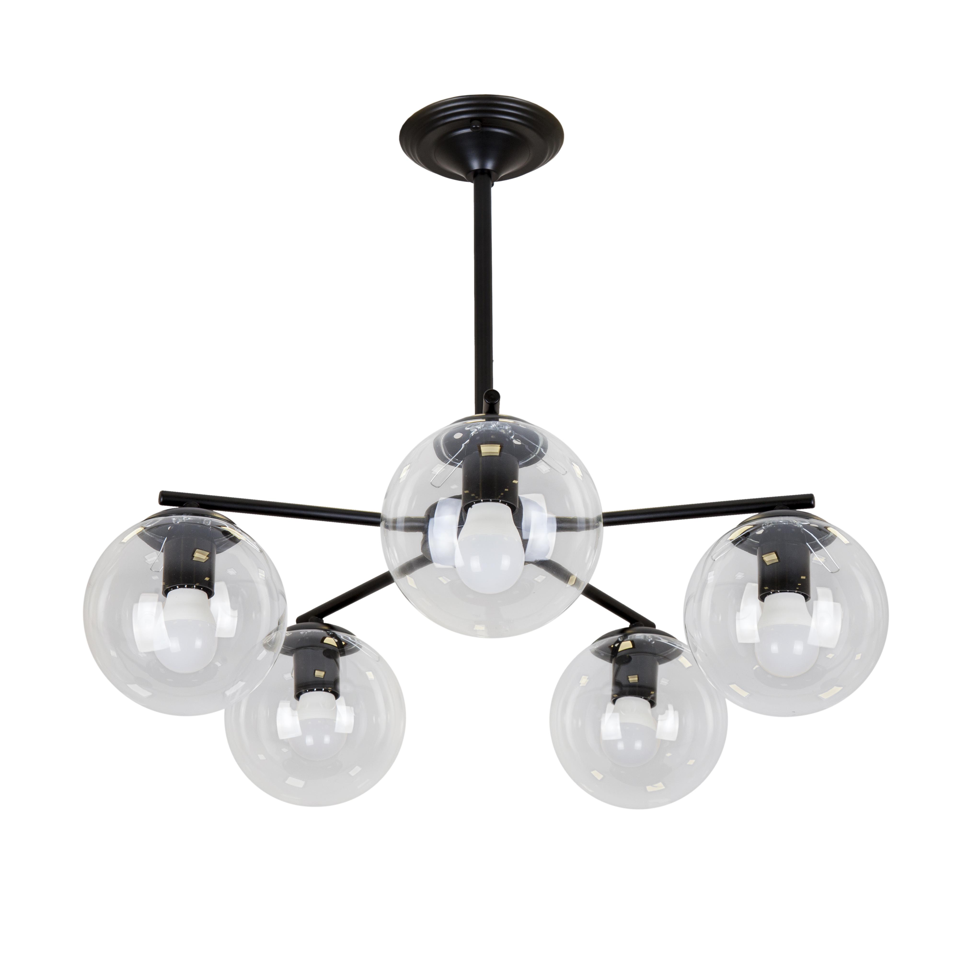 Люстра потолочная молекула Lighthouse LS-19451-5 BK+CL Черный/Прозрачный (87550)
