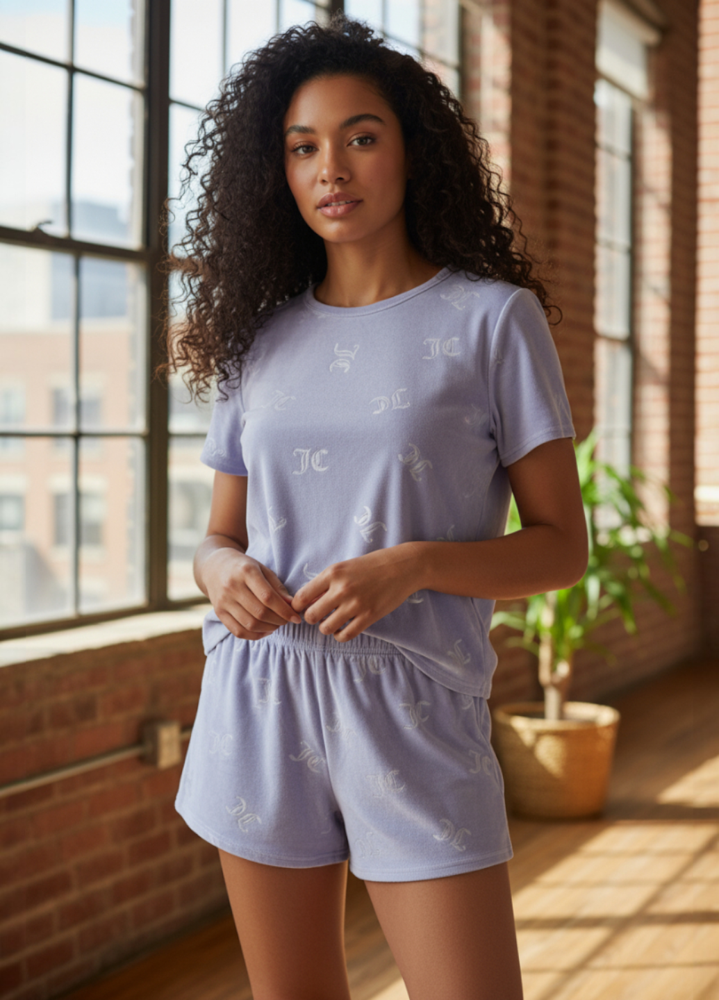 Пижама женская велюровая FS Juicy JC футболка/шорты XL Lilac (7647) - фото 2