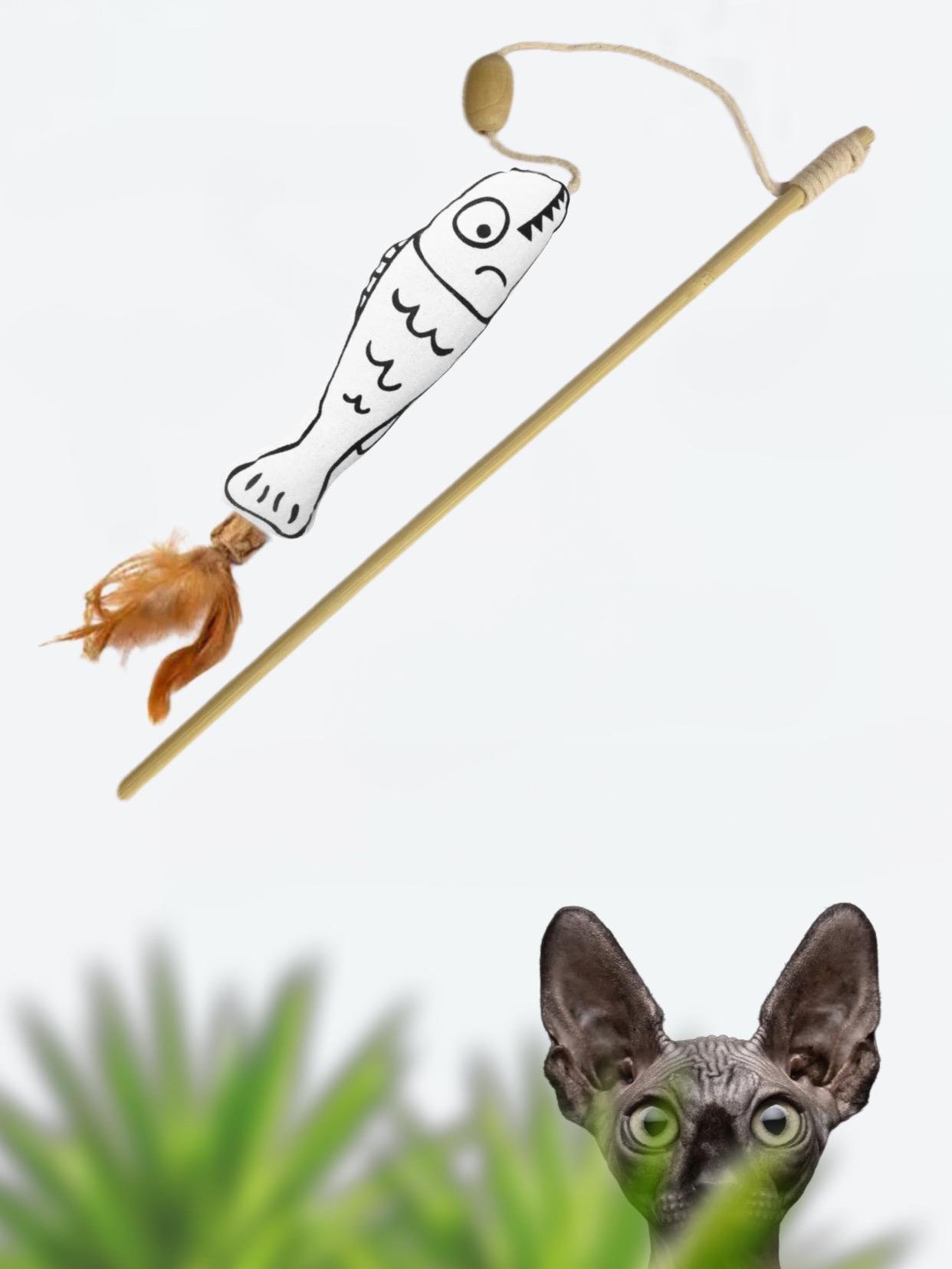 Іграшка для котів вудка дражнилка текстильна з котячою м'ятою 85 см - фото 6 Іграшка для котів вудка дражнилка текстильна з котячою м'ятою 85 см - фото 6