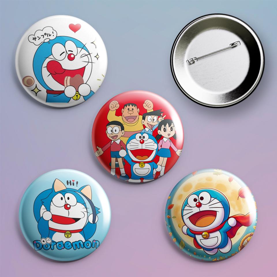 Значки на рюкзак с принтом аниме Happy Doraemon 4 шт.