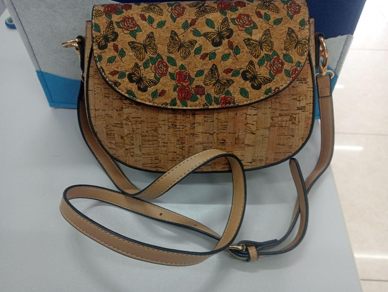 Сумка жіноча з пресованого коркового матеріалу з квітковим принтом (00169)