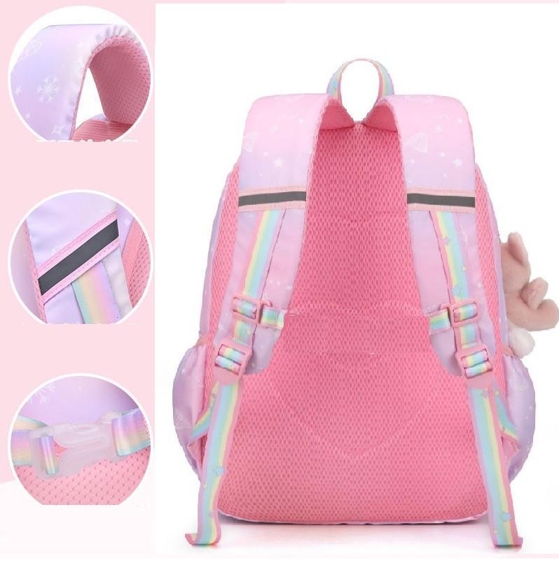 Шкільний рюкзак для дівчинки Princess з іграшкою та значками Бузковий (2444751666) - фото 7