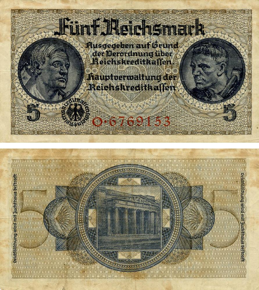 Коллекционная банкнота Германия 5 марок G-VG (Б19033)