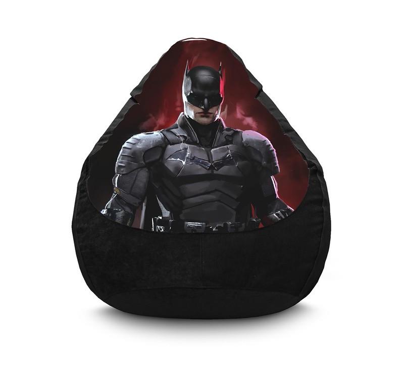 Кресло мешок iPuff Batman 2022 Флок XXXL 100х135 см Черный