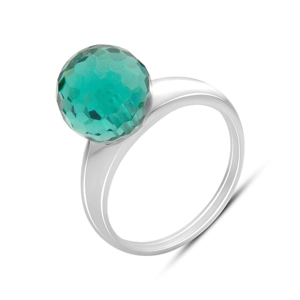 Каблучка срібна LoveR з фіанітом смарагдового відтінку р. 16,5