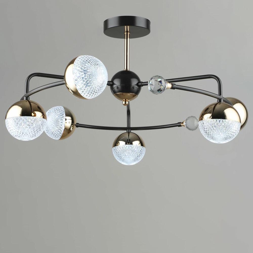 Люстра потолочная светодиодная Light House SRS-19764/6 COFFEE/FGD 84W Кофейный/Золотой