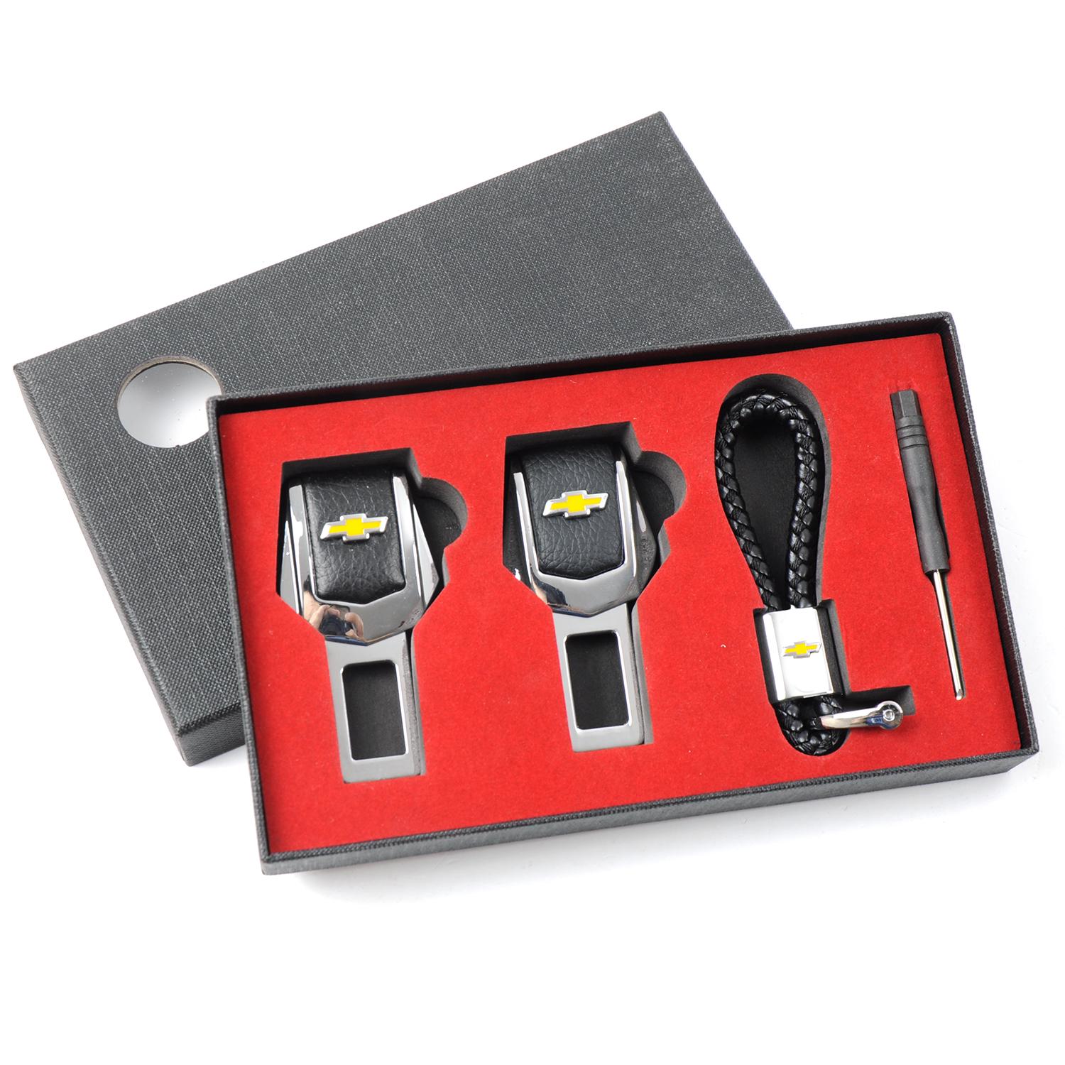 Подарочный набор Chevrolet 2в1 фиксатор ремней/плетеный брелок №2 Хром (627281)