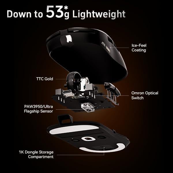 Мышка игровая беспроводная ATK A9 Plus Dragonfly 30000 DPI 3в1 Bluetooth/USB C Pink - фото 5 Мышка игровая беспроводная ATK A9 Plus Dragonfly 30000 DPI 3в1 Bluetooth/USB C Pink - фото 5