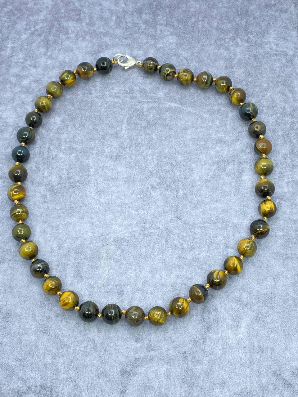 Бусы тигровый глаз 46 см 10 мм Коричневый (942)