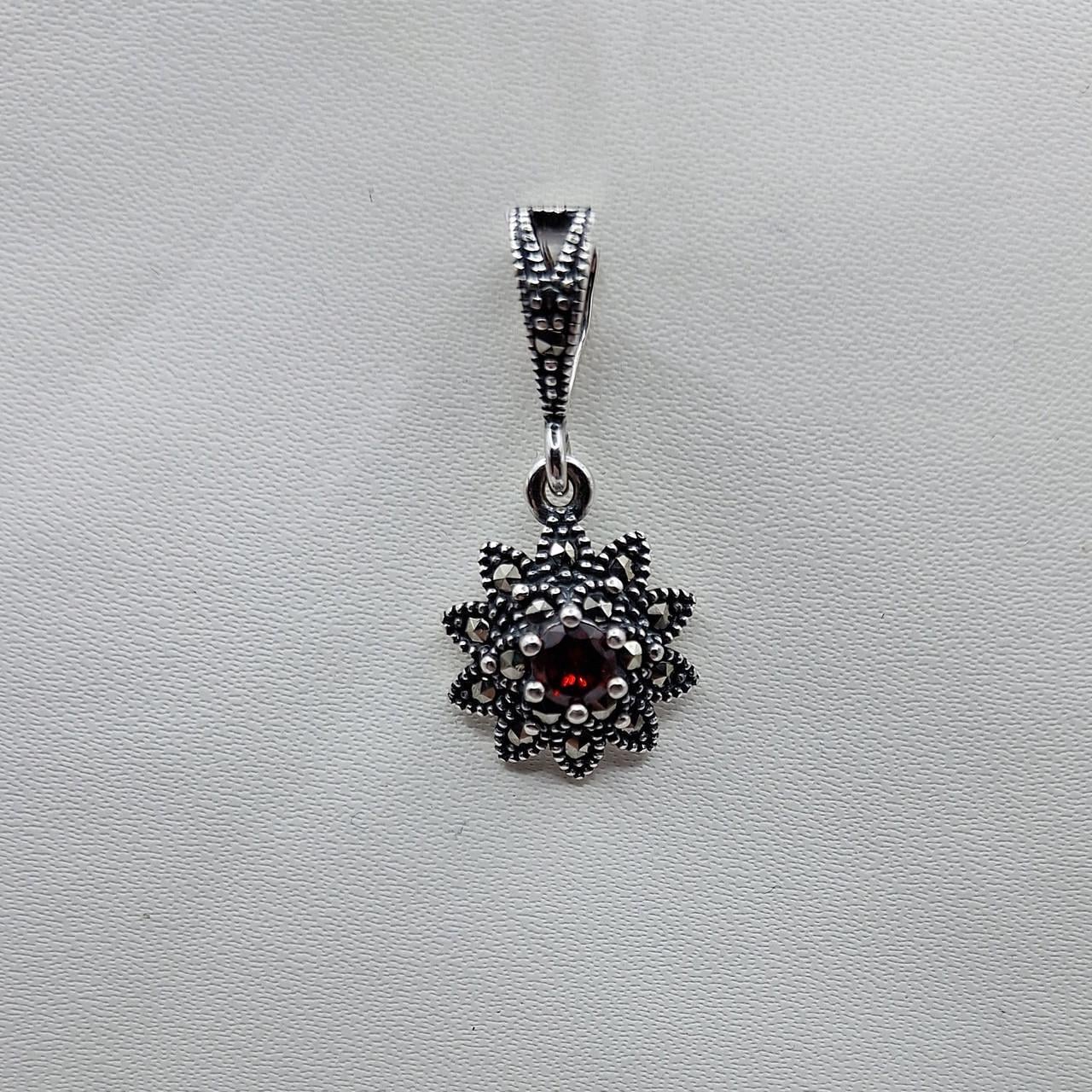 Серебряный кулон с гранатом и марказитом 1,9 г (2658551654)