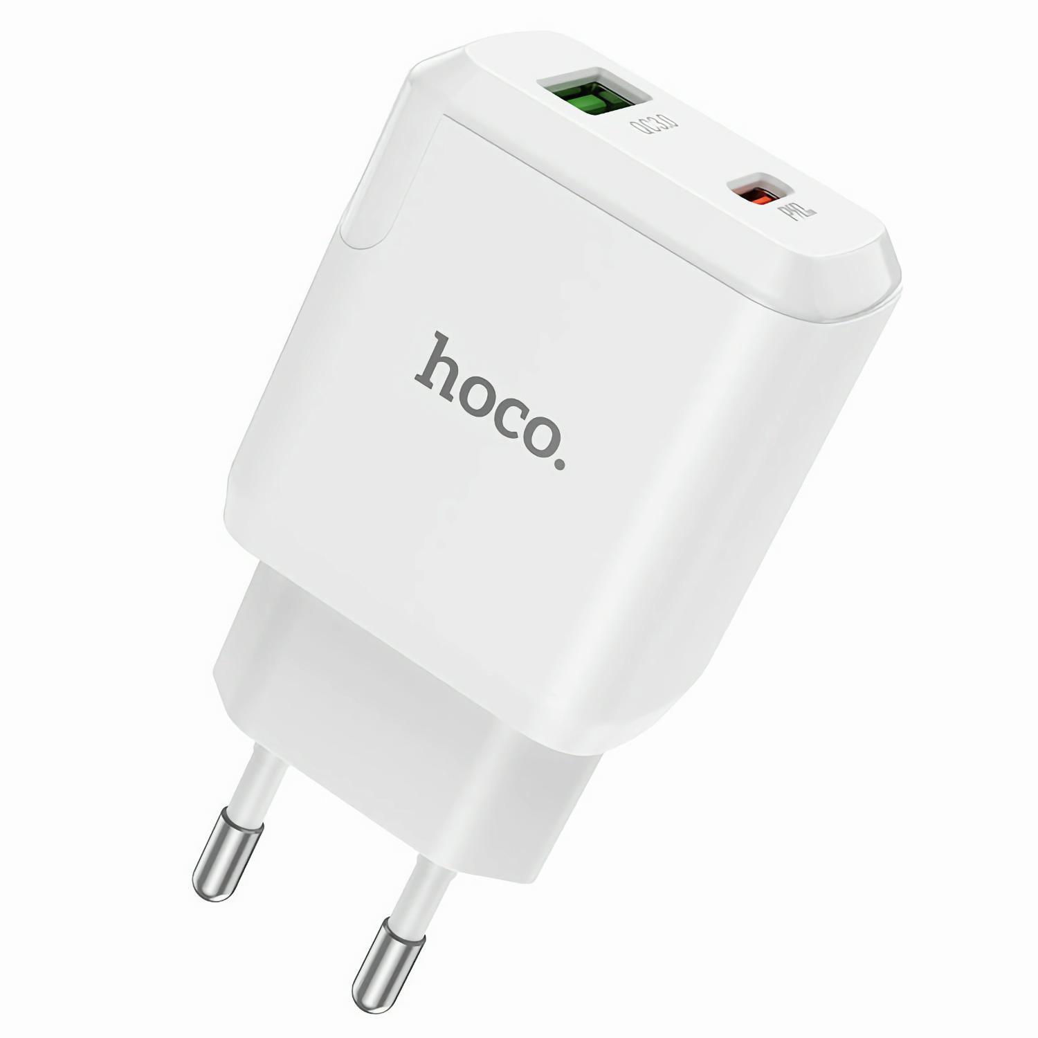 Зарядное устройство сетевое Hoco N5 1USB + Type-C PD20W+QC3.0 White