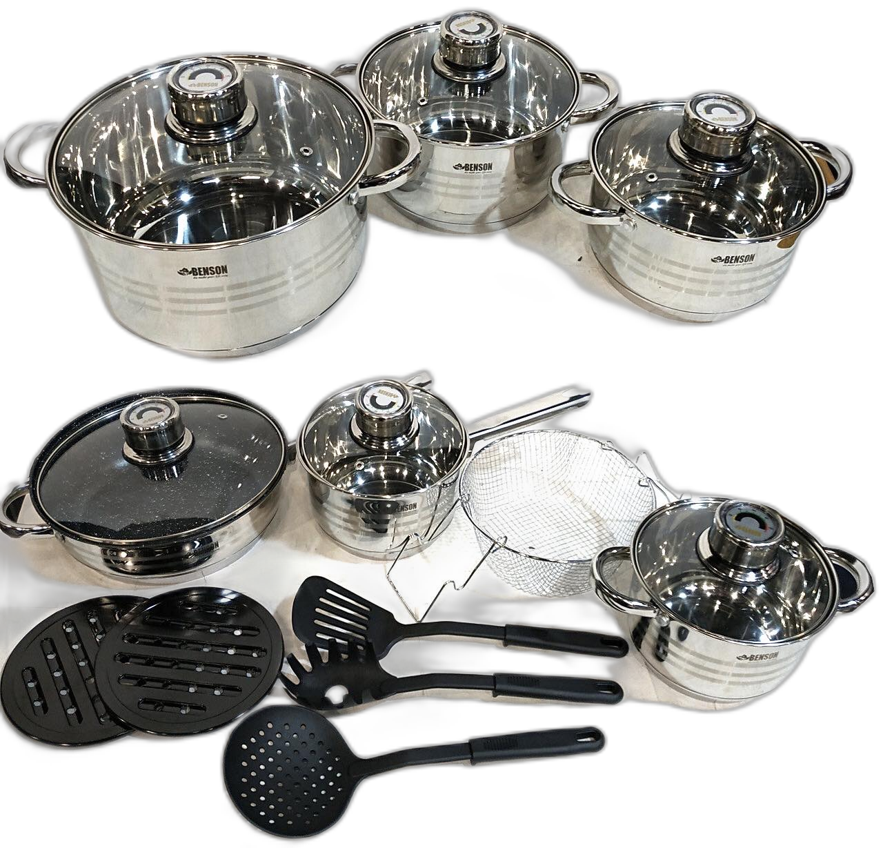Набор кастрюль 18 пр. нержавеющая сталь BN-197 (9508485)