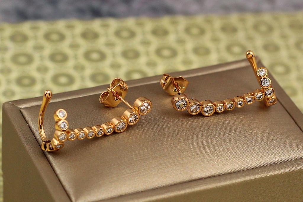 Серьги кафе Xuping Jewelry мыльная пенка с камнями в ободке 2,9 см Золотистый (2563527705)