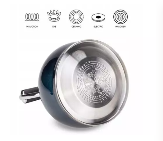 Чайник Kamille из нержавеющей стали со свистком 2 л Синий (0872) - фото 2