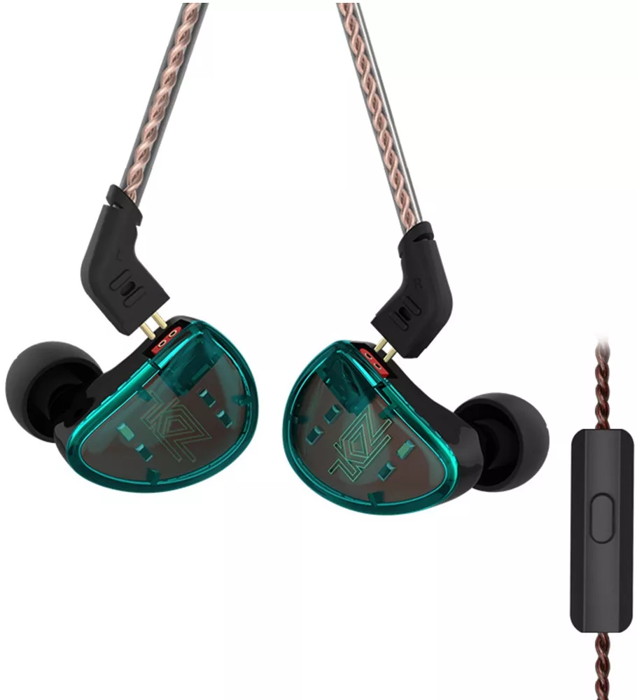 Наушники KZ AS10 с микрофоном Cyan