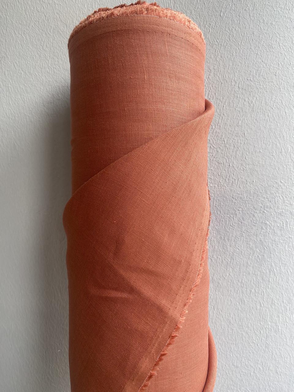 Ткань рубашечно-платьевая LINEN PLUS 100% лен 143 см 1682 Терракотовый - фото 6