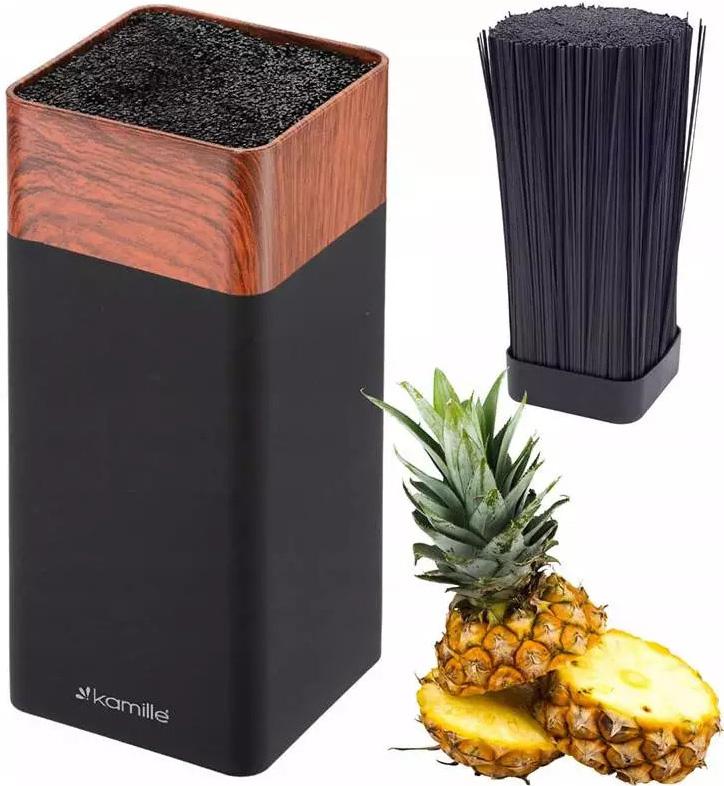 Подставка для ножей Kamille Acacia с полипропиленовым наполнителем 9,5х9,5х22 см Black - фото 2 Подставка для ножей Kamille Acacia с полипропиленовым наполнителем 9,5х9,5х22 см Black - фото 2